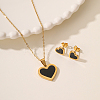 Sweet and Simple Stainless Steel Shell Heart Pendant Necklace & Stud Earrings Set for Couples TZ9460-2-1