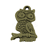Tibetan Style Alloy Owl Pendants TIBEP-3752-AB-FF-1