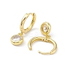 Flat Round Rack Plating Brass Cubic Zirconia Hoop Earrings EJEW-K245-22G-2