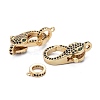 Brass Micro Pave Black & Green Cubic Zirconia Lobster Claw Clasp ZIRC-Z011-19-3