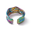 Ion Plating(IP) 304 Stainless Steel Twist Wave Open Cuff Ring for Women RJEW-C045-22M-3