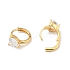 Clear Cubic Zirconia Heart Hoop Earrings EJEW-C028-09G-2