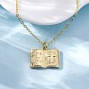 Brass Cross Bible Book Pendant Necklaces for Women Men LS-NJEW-S438-03G-1