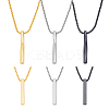 6Pcs 6 Style Stainless Steel Rectangle & Twist Pendant Necklaces Set with Zinc Alloy Chains NJEW-AN0001-84-1
