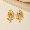 Golden Crescent Moon Tassel Brass Dangle Stud Earrings TM2234-1-1