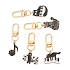 5Pcs Cat & Music Theme Alloy Enamel Pendant Decoration HJEW-FS00035-03-2
