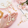 4Pcs 2 Style Glass & CCB Plastic Keychain KEYC-GA00005-3