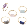 Column Natural Aquamarine & Rose Quartz & Lapis Lazuli & Labradorite & Amethyst Finger Rings RJEW-JR00817-1