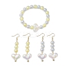 Round & Heart Acrylic Beads Bracelet & Dangle Earring Set SJEW-JS01301-1