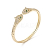 Green & Clear Cubic Zirconia Snake Open Cuff Bangles BJEW-A131-01G-3