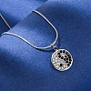 304 Stainless Steel Crystal & Jet Rhinestone Yin-yang Pendant Round Snake Chain Necklaces for Women NJEW-Z044-12P-2
