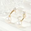 Round Brass Clear Cubic Zirconia Stud Earrings KK-D301-17G-4