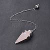 Natural Rose Quartz Pointed Dowsing Pendulums AJEW-B020-01P-08-3