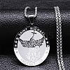 201 Stainless Steel Archangel Saint Michael Medal Pendant Box Chain Necklaces for Women NJEW-S440-01P-1