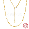 925 Sterling Silver Paperclip Chain Necklaces for Women NJEW-H048-04G-3