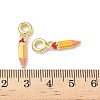 Brass Gold Enamel Pencil European Dangle Charms KK-K293-74G-3
