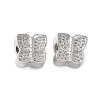 Butterfly Brass Micro Pave Cubic Zirconia European Beads KK-C086-16P-03-1