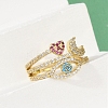 Brass Micro Pave Cubic Zirconia Finger Rings for Women RJEW-C129-05G-3
