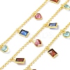 Colorful Glass Heart & Rectangle Charms Chains CHC-F844-09G-1