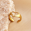 304 Stainless Steel Hollow Heart Open Cuff Rings for Women RJEW-K258-05G-01-1