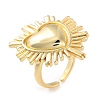Brass Heart Open Cuff Ring for Women RJEW-C102-23G-1