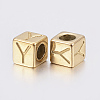 304 Stainless Steel Large Hole Letter European Beads X-STAS-H428-01G-Y-2