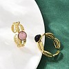 316 Stainless Steel with Natural Mixed Gemstone Cuff Rings RJEW-Z098-01G-04-3