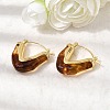 Brass Resin Hoop Earrings EJEW-P333-11A-G02-2