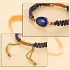 Natural Lapis Lazuli Teardrop Link Braided Bead Bracelet BJEW-SZ0002-54B-4