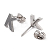 Tarnish Resistant 304 Stainless Steel Greek Alphabet Stud Earrings STAS-D007-07P-14-2