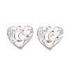 304 Stainless Steel Textured Heart with Moon Pendants STAS-T067-33P-1