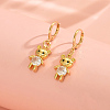 Cute Bear Brass Clear Cubic Zirconia Hoop Earrings LS-GQ2099-3
