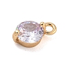 Flat Round Brass Micro Pave Cubic Zirconia Charms KK-Z072-02KCG-06-2