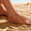 925 Sterling Silver Dapped Chain Anklet AJEW-Z029-23G-4