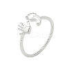 Footprint & Palm Brass Open Cuff Ring for Women RJEW-A040-03P-1