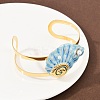 Shell Shape 304 Stainless Steel Enamel Cuff Bangles for Women LS-BJEW-A049-04A-G-2