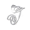 304 Stainless Steel Hollow Butterfly Wing Open Cuff Rings for Women RJEW-M024-02P-1