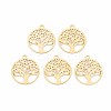 Rack Plating 201 Stainless Steel Filigree Pendants STAS-T057-49G-1