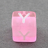 Mixed Letters Transparent Acrylic Cube Beads SACR-S181-06-2