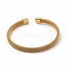 304 Stainless Steel Flat Mesh Chain Shape Open Cuff Bangle for Women BJEW-C033-09-3
