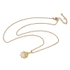 Brass Micro Pave Clear Cubic Zirconia Sun Pendant 304 Stainless Steel Chain Necklaces for Women NJEW-D341-06G-4