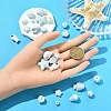 24Pcs 12 Styles Blue Color Theme Glazed Porcelain Beads PORC-YW0001-40-5