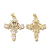 Rack Plating Brass Pave Cubic Zirconia Pendants KK-O142-53G-2