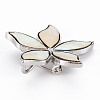 Flower Shape Natural White Shell Brooch Pin G-N333-012A-RS-4