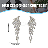 2 Sets 2 Style Rhinestone Wing Asymmetrical Earrings EJEW-FI0001-31-2