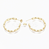 Semicircular Brass Micro Pave Clear Cubic Zirconia Cable Chain Stud Earrings EJEW-N015-01-3
