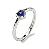 Heart Natural Lapis Lazuli Adjustable Rings RJEW-Q818-02P-03-2