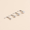 316 Surgical Stainless Steel Crystal Rhinetone Flat Round L-Shaped Nose Rings WGCD50A-02-2