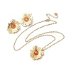 304 Stainless Steel Flower Pendant Necklaces & Stud Earrings Sets for Women SJEW-B020-03G-4