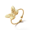 Ion Plating(IP) 304 Stainless Steel Butterfly Open Cuff Rings for Women RJEW-H136-05G-1